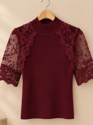 Bluza s čipkastimi rokavi